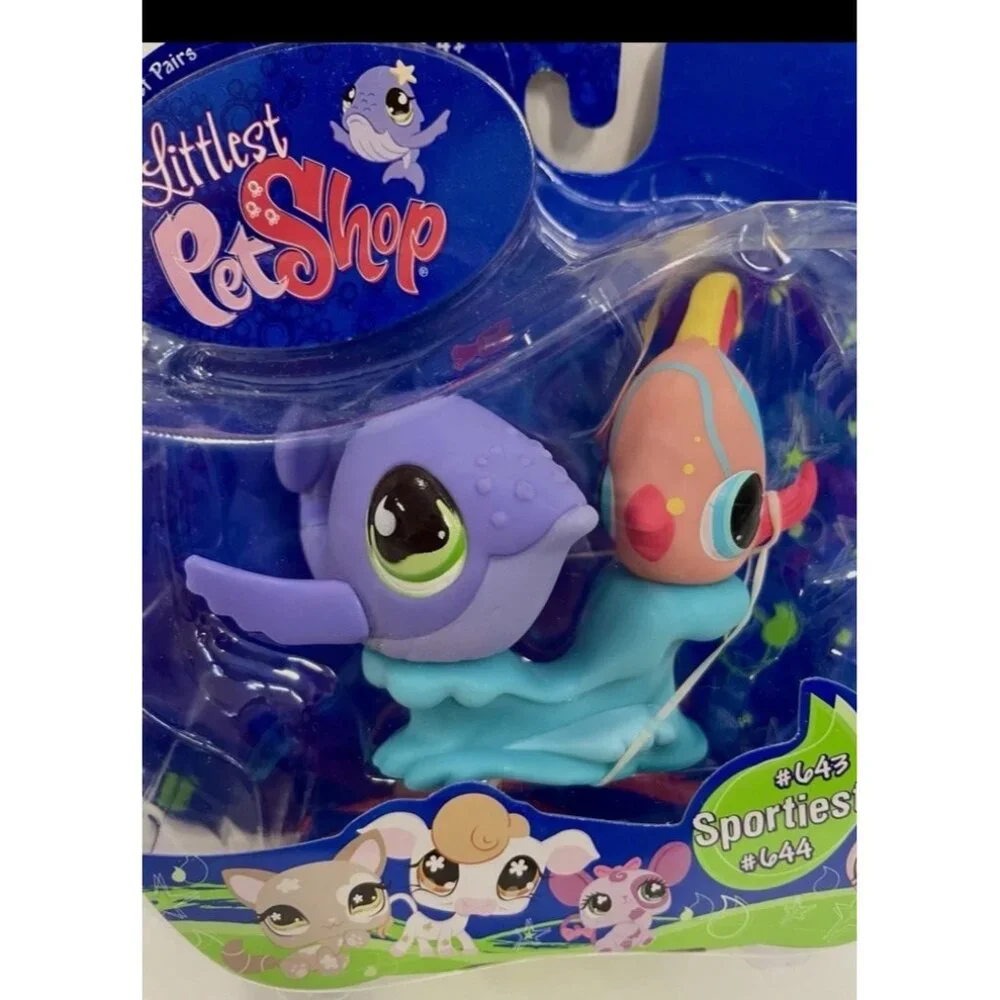 Littlest Pet Shop Pink Teal Angelfish 643 LPS Authentic Blue Eyes 2007 Pet Pairs